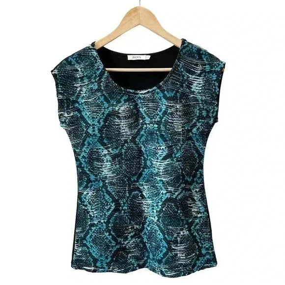 Ricki’s Mixed Media Cap Sleeve Top Black Green Size XS - Picture 15 of 15